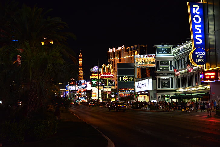 Las Vegasissa, yö, Road, valo, mainonta, valomainos, Neon