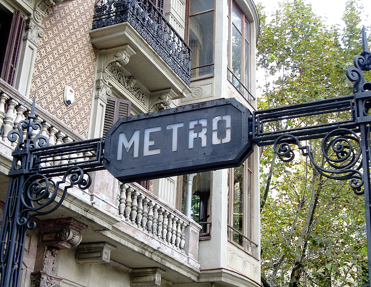 transporte, metro, metro, Barcelona, hierro