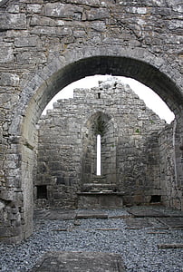 klosteri, Īrija, pieminekļu, seno, akmens, sagrauta, nokarājās