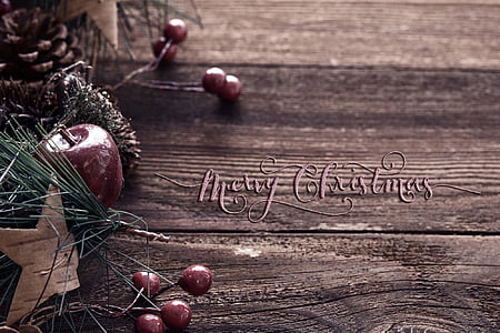 Vánoční, Jablko, listoví, červená, zelená, jedle, dekorace