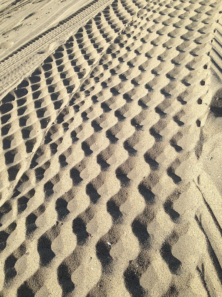 Pantai, pasir, Ban trek, pola geometris, gurun, pola, di luar rumah