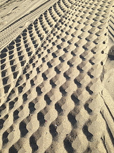 pludmale, smilts, riepu pēdas, ģeometriskais modelis, tuksnesis, modelis, ārpus telpām