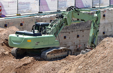 excavadores, conductor d'excavadora, aparell pesat, madurar, perfil, barrera, Enginyeria Civil