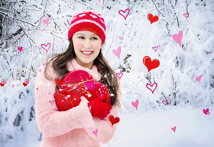 Valentine's day, Ngày Valentine, trái tim, Cô bé xinh đẹp, Yêu, màu đỏ, kỳ nghỉ