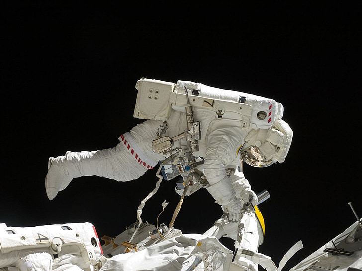 astronaut, rumvandring, ISS, værktøjer, passer til, Pack, tether