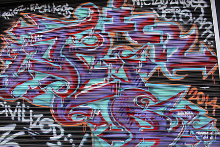 Graffiti, parete, arte di strada, grunge, opera d'arte, urbano