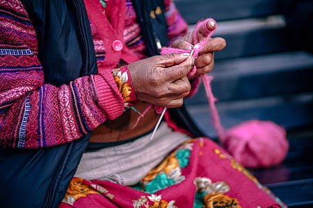 people, woman, old, stitch, wool, pink, hobby