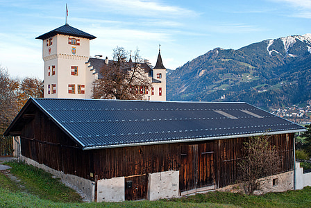Vomp, Autriche, paysage, Scenic, montagnes, Grange, bâtiment