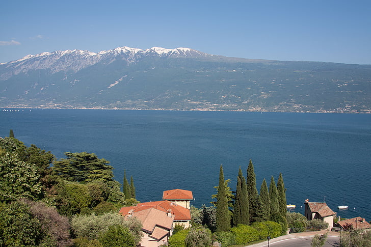 Garda, søen, bjerge, Villa, Cypress, god udsigt, Alpine
