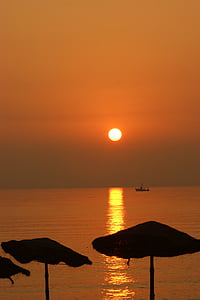 morgenrot, relax, sun, sunrise, sea, mirroring, water