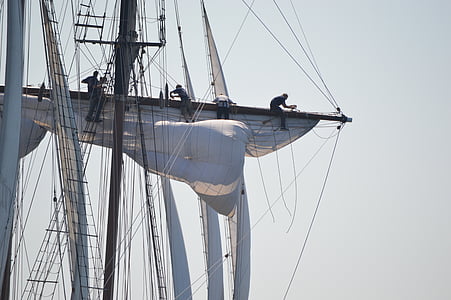 kapal layar tiang tinggi, tali-temali, berlayar, Spar, Vintage