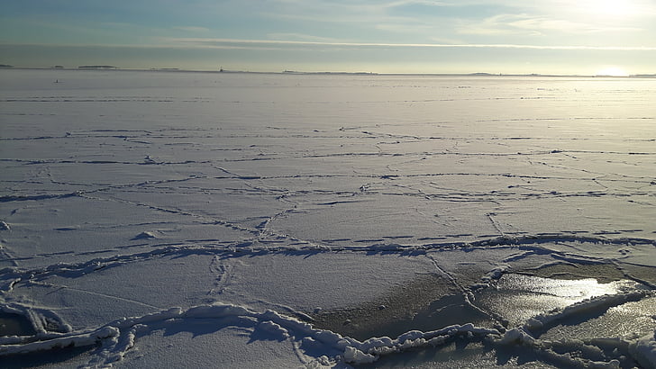hielo, sol, el paisaje de invierno, el dramático, soleado, mar, Mar helado