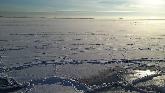 ice, sunshine, the winter landscape, the dramatic, sunny, sea, icy sea