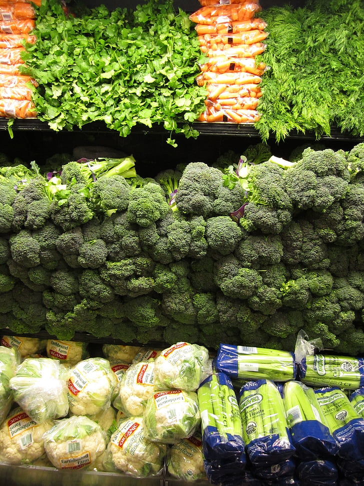 daržovės, žalia, maisto, brokoliai, lapų, šviežios, sveikas