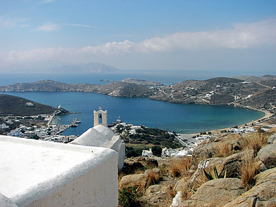 iOS, Chora, hamn, Port motiv, Kykladerna, Egeiska havet, Grekland