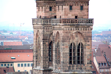 sostre, Alemanya, Dormer amb, ciutat, arquitectura, Nuremberg, l'església