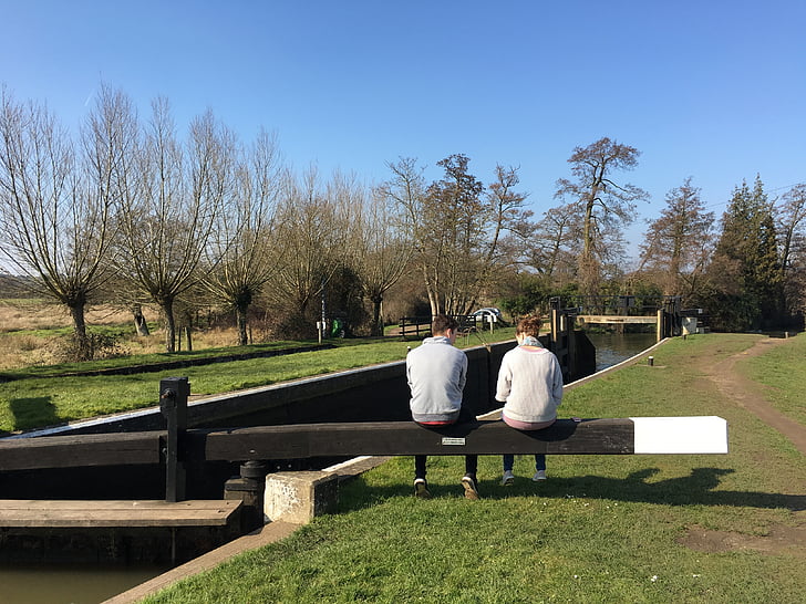 couples, country, united kingdom, park, canal, sat, relax