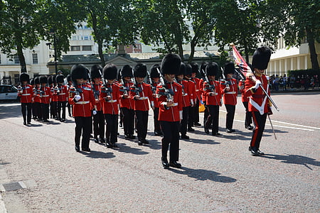 vartija, punainen, askel, maaliskuuta, Lontoo, vahdinvaihto, Palace