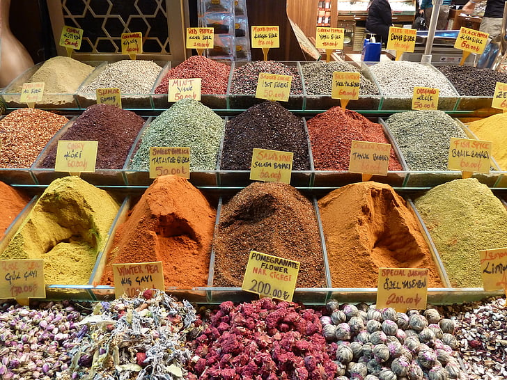 turkey, istanbul, turkish, candy, spices, market, tourism