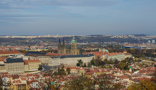 Prag, detaljer, historie, arkitektur, St. vitus cathedral, Sky, skyer