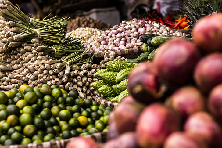 jedlo, čerstvé, trhu, cibuľa, Jarné cibuľky, zelenina