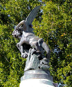 escultura, Àngel caigut, Llucifer, 666, Parc, Paloma, dimoni