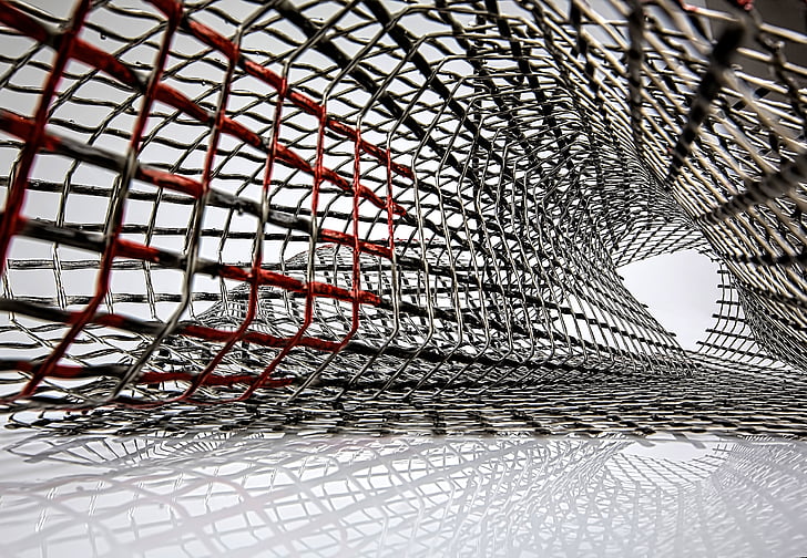 steel, metal, roll, fence, floor, reflection