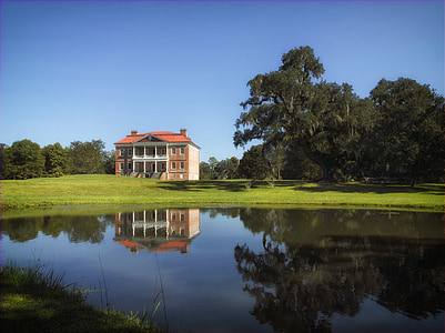 Sala Drayton, Carolina del Sud, plantació, casa, casa, mansió, Estany
