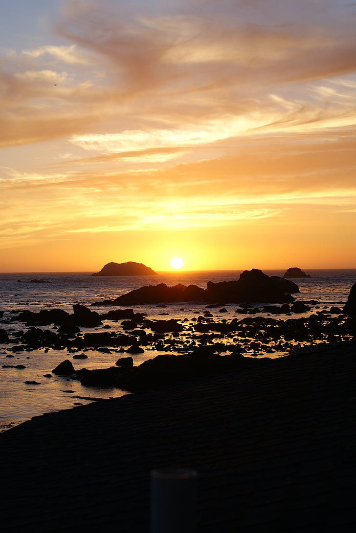 tramonto, tramonto sull'oceano, tramonto della linea costiera, oceano, mare, acqua, sole