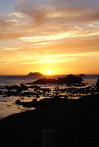 zonsondergang, oceaan zonsondergang, kustlijn zonsondergang, Oceaan, zee, water, zon