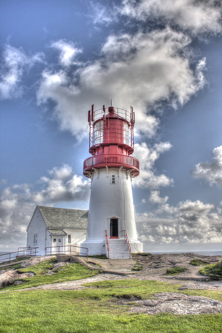 Lighthouse, Norge, HDR, Scandinavia, byggnad