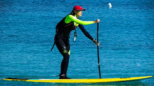 paddleboarding, sport, paddle, board, stand, sea, lifestyle