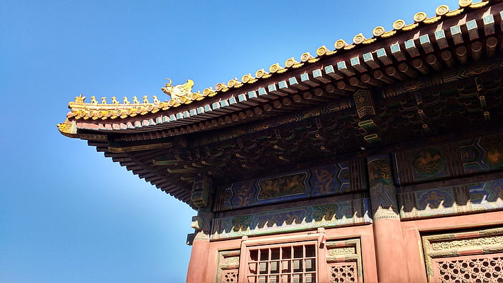 China, telhado, figuras, pagode, cidade proibida
