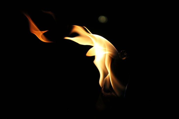 flame, torch, fire, night, burn, hot, bright