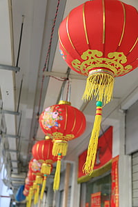 lantaarn, Chinees, rood, decoratie, traditionele, decoratieve, ontwerp