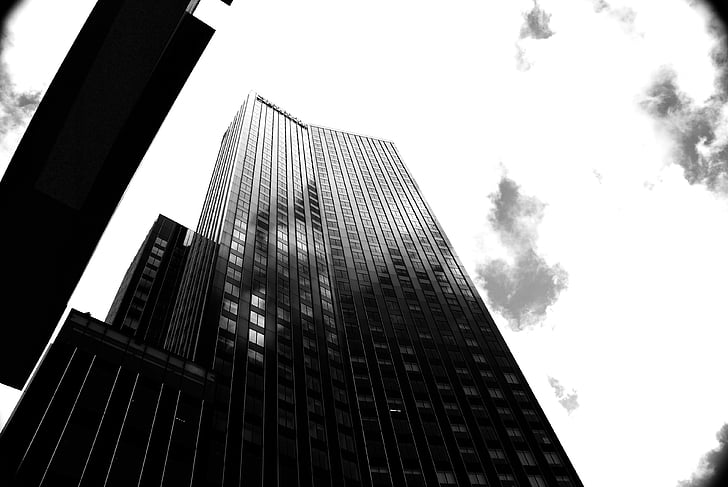 skyskrapa, Rotterdam, hög, moln, arkitektur, inbyggd struktur, kontorsbyggnad