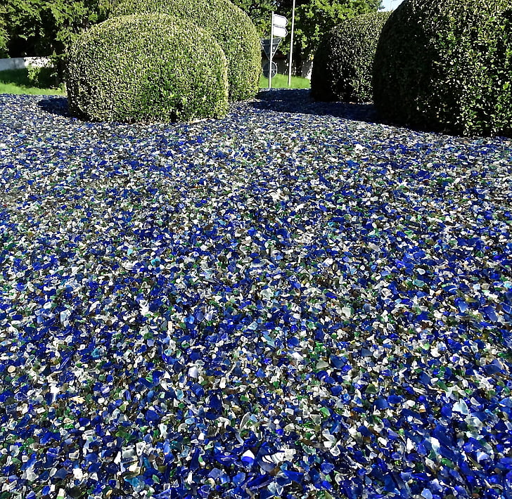 scherbenmeer, γυαλί, σπασμένο γυαλί, Κήπος, πράσινο, μπλε, λευκό