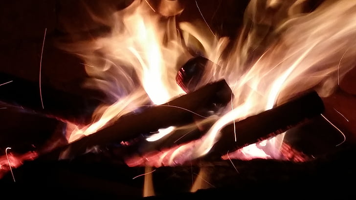 fire, firepit, wood, burning, burn
