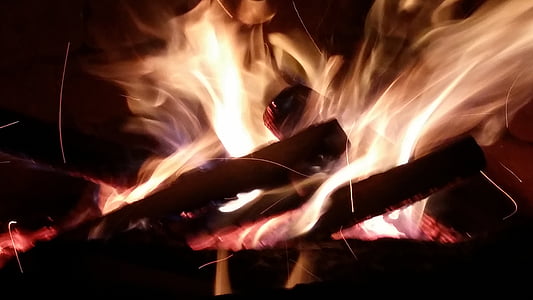 fogo, Pira, madeira, queima de, queimadura