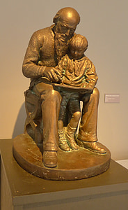 скулптура, Дядо и внук, нежен, Помощ