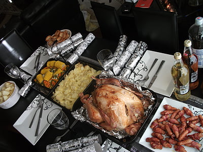dîner de Noël, Christmas, Turquie, alimentaire, repas, viande, pommes de terre
