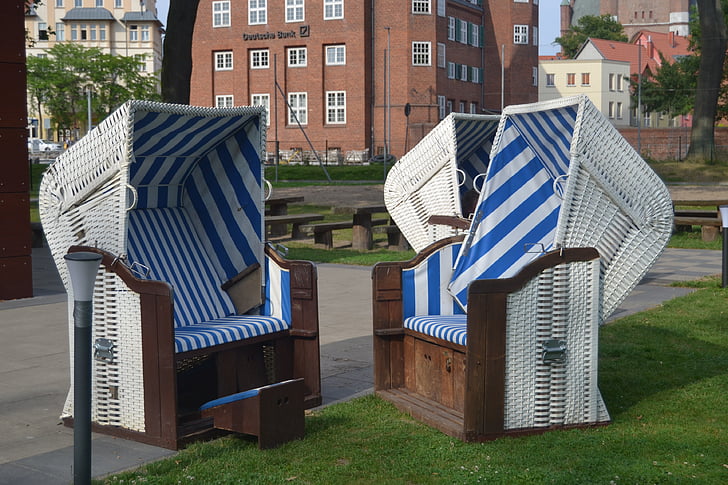 chaise de plage, été, Dim, vacances, mer du Nord, vent, protection contre le vent