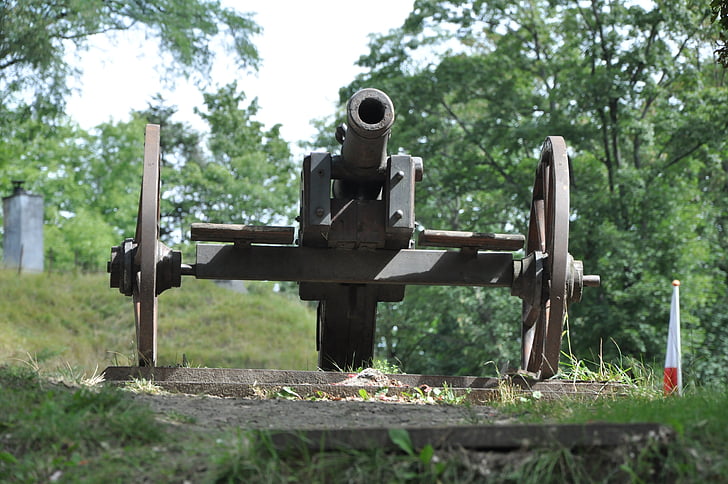 Cannon, artilleri, vapen, fyrtio, forten av gerhard, Świnoujście, Polen