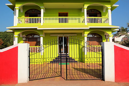 Casa, colorido, Índia, gol, porta de entrada