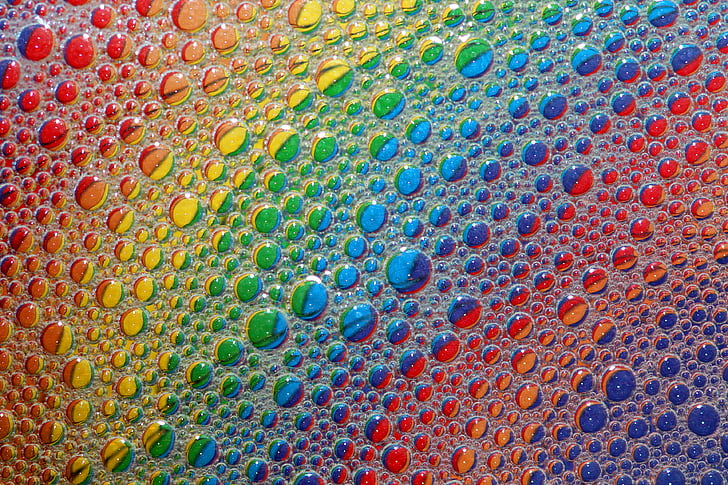 burbuļi, varavīksne, krāsainiem, krāsas, ziepes, pārdomas, makro