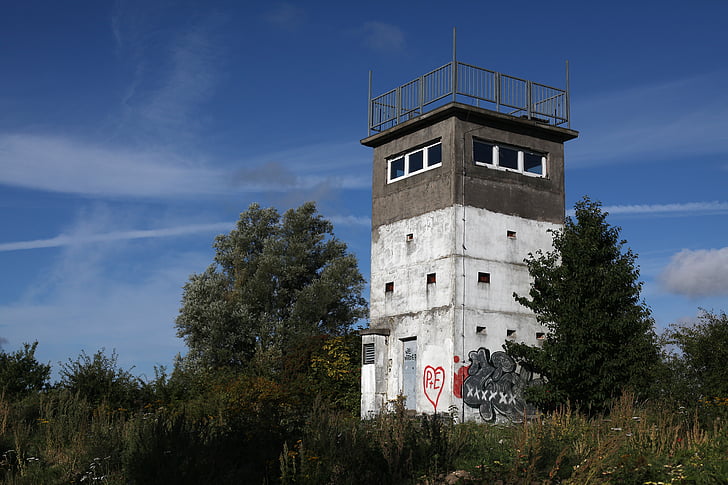 watchtower, relic, iron curtain, border, history, federal republic of germany, ddr