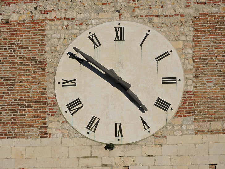 relógio, Campanile, Abadia, Villanova, San bonifacio, Veneto, Itália