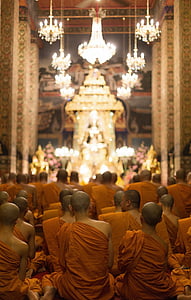 Budisms, templis, mūki, Taizeme, Bangkok, lūgšana, lūgšanas