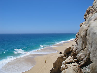 platja, Costa, horitzó, natura, oceà, persona, formació rocosa