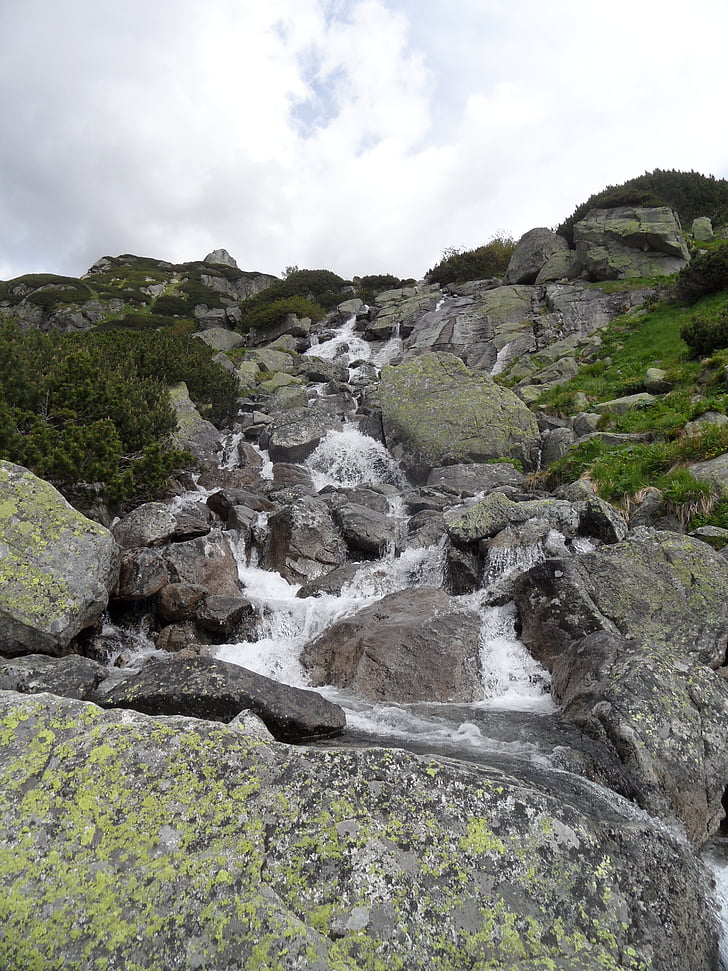 Rysy, berg, Bergen, waterval, excursie, natuur, Cliff